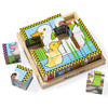 Melissa & Doug Wooden Cube Puzzle 16pcs 8"X8"-Farm - MD775