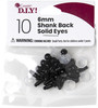 CousinDIY Shank Back Solid Eyes 6mm 10/Pkg-Black 40000419 - 191648093605