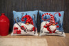 Vervaco Stamped Cross Stitch Cushion Kit 16"X16"-Christmas Gnome Skiing V0172808