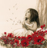 Vervaco Counted Cross Stitch Kit 13.2"X13.6"-Girl in Poppy Field on Aida (14 Count) V0184269