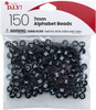 CousinDIY Alphabet Beads 7mm 150/Pkg-Black Round With White Letters - 40000441 - 191648093728