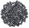 CousinDIY Alphabet Beads 7mm 150/Pkg-Black Round With White Letters - 40000441