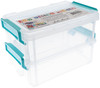 John Bead Joy Filled Storage Stackable Containers 2/Pkg-Clear/Turquoise 5.5"X4"X2" - 60021303
