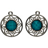 3 Pack Cousin Jewelry Basics Metal Charms-Silver & Turquoise Filigree 3/Pkg JBCHARM-8532