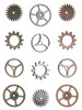 3 Pack - Idea-Ology Metal Sprocket Gears .75" To 1" 12/Pkg-Antique Nickel, Brass & Copper - TH92691