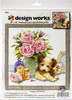 Design Works Counted Cross Stitch Kit 10"X10"-Puppy W/Roses (14 Count) - DW3264 - 021465032641