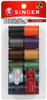 6 Pack Singer Polyester Thread 25yd 12/Pkg-Dark Shades 60641 - 075691606411