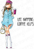 Stamping Bella Cling Stamps-Curvy Girl Loves Coffee EB853
