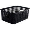2 Pack - Weave Design Plastic Bin Small-Black, 9.875"L X 7.375"W X 4"H - 36000 2 Pack - Weave Design Plastic Bin Small-Black, 9.875"L X 7.375"W X 4"H - 36000