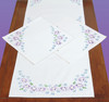 Jack Dempsey Stamped Dresser Scarf & Doilies Perle Edge-Lavender Flowers - 448 694 Jack Dempsey Stamped Dresser Scarf & Doilies Perle Edge-Lavender Flowers - 448 694