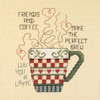 Janlynn Mini Counted Cross Stitch Kit 5"X6"-Friends & Coffee (14 Count) - 80-0462