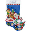 Design Works Felt Stocking Applique Kit 18" Long-Flying Santa DW5237