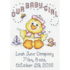 Design Works Counted Cross Stitch Kit 5"X7"-Baby Girl Chick Birth Records (14 Count) DW2896