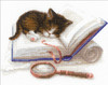 RIOLIS Counted Cross Stitch Kit 11.75"X9.5"-Kitten On The Booklet (14 Count) R1725