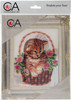 Collection D'Art Stamped Needlepoint Kit 5.5"X7"-Kitten In Rose Basket CD3138K - 5206575131384