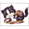 Collection D'Art Stamped Needlepoint Kit 5.5"X7"-Patchwork Kitten CD3192K