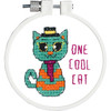 Janlynn Kid Stitch Stamped Cross Stitch Kit 3" Round-One Cool Cat - 21-1819
