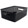 Weave Design Plastic Bin Medium-Black, 13.75"L X 10.5"W X 4.625"H 36003