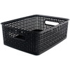 Weave Design Plastic Bin Medium-Black, 13.75"L X 10.5"W X 4.625"H - 36003