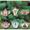 Janlynn Counted Cross Stitch Kit 3"X3" Set of 6-Christmas Teapot Ornaments (14 Count) - 21-1486