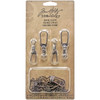Idea-Ology Metal Swivel Clasp W/Chain 2.78" To 3.75" 12/Pkg-Antique Nickel, Brass & Copper - TH92677 - 040861926774