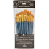 Royal & Langnickel(R) Gold Taklon Flat Value Pack Brush Set-12/Pkg RSET9305 - 090672060457