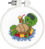 Janlynn/Kid Stitch Mini Counted Cross Stitch Kit 3" Round-Floating Turtle (11 Count) 21-1835