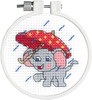 Janlynn/Kid Stitch Mini Counted Cross Stitch Kit 3" Round-Rainy Day Elephant (11 Count) - 21-1836