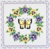 Janlynn Stamped Cross Stitch Quilt Blocks 18"X18" 6/Pkg-Pansy Wreath 21-1332