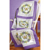 Janlynn Stamped Cross Stitch Quilt Blocks 18"X18" 6/Pkg-Pansy Wreath - 21-1332