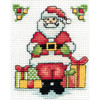 Design Works Counted Cross Stitch Kit 2"X3"-Santa W/Frame Mini (18 Count) DW547