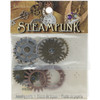 Solid Oak Steampunk Metal Accents 9/Pkg-Gears - STEAM017 - 845227021373