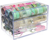 Deflecto Washi Tape Storage Cube-Clear, 10"Wx7"Hx6.8"D 350901CR