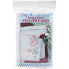 Jack Dempsey Stamped Pillowcases W/White Perle Edge 2/Pkg-Long Stem Rose 1600 134 - 013155851342