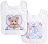 Tobin Stamped Cross Stitch Bib Pair Kit 8"X10" 2/Pkg-Bedtime Prayer Boy - T21704