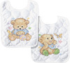 Tobin Stamped Cross Stitch Bib Pair Kit 8"X10" 2/Pkg-Baby Bears T21706
