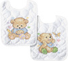 Tobin Stamped Cross Stitch Bib Pair Kit 8"X10" 2/Pkg-Baby Bears - T21706