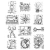 Tim Holtz Cling Stamps 7"X8.5"-Mini Blueprints #3 - CMS-LG-150 Tim Holtz Cling Stamps 7"X8.5"-Mini Blueprints #3 - CMS-LG-150