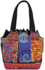 Laurel Burch Medium Tote Zipper Top 12"X3.5"X8.5"-Tres Gatos - Red, Orange & Blue - LB4100 Laurel Burch Medium Tote Zipper Top 12"X3.5"X8.5"-Tres Gatos - Red, Orange & Blue - LB4100