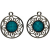 CousinDIY Jewelry Basics Metal Charms-Silver & Turquoise Filigree 3/Pkg - A50026M2-8532
