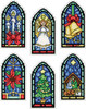 Design Works Counted Cross Stitch Kit 2"X4" Set of 6-Stained Glass Ornament (14 Count) - DW5909