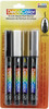 Uchida DecoColor Fine Tip Acrylic Paint Markers 4/Pkg-Black, White, Gold And Silver - 2154B - 028617127347