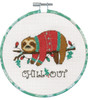 Dimensions Learn-A-Craft Counted Cross Stitch Kit 6" Round-Christmas Sloth (14 Count) -72-09004