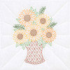 Jack Dempsey Stamped White Quilt Blocks 18"X18" 6/Pkg-Basket Of Sunflowers 732 723