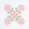 Jack Dempsey Stamped White Quilt Blocks 18"X18" 6/Pkg-Cross-Stitch Pretty In Pink 732 55