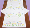 Jack Dempsey Stamped Dresser Scarf & Doilies Perle Edge-Field Of Flowers 448 928