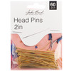 John Bead Head Pins 2in 20ga (0.032) 60/Pkg-Gold 1401059 - 665772203549