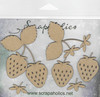 Scrapaholics Laser Cut Chipboard 2mm Thick-Strawberry Style #1, 6/Pkg 3" To 1" S89348 - 745808289348