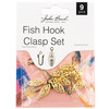 John Bead Fish Hook Clasp Set 6x20mm 9/Pkg-Gold 1401171 - 665772231887