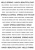Creative Expressions Wordies Sentiment Sheets 6"X8" 4/Pkg-Hello Spring CEW016